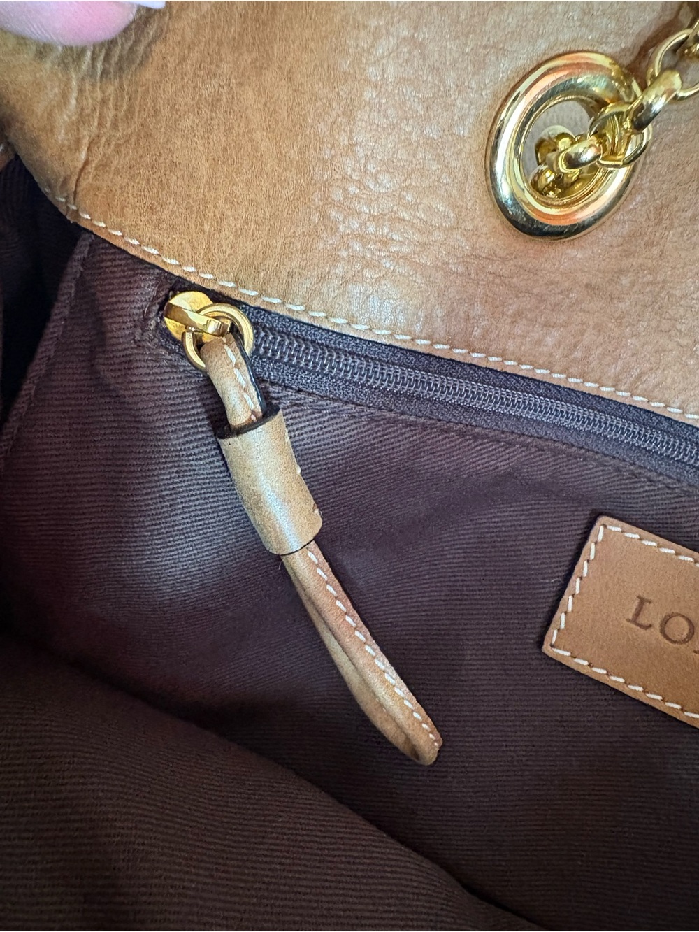 Loewe Leather Shopper Tote/King Tote with Gold Chain Handles - Picture 12 of 16
